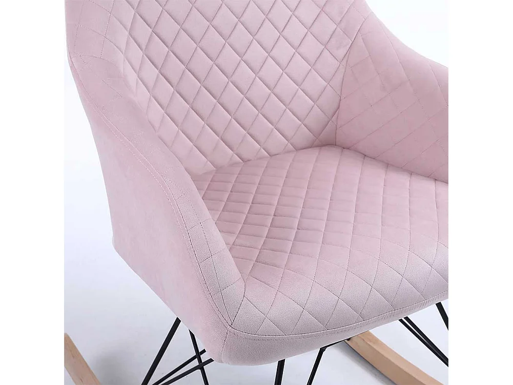 Poltrona Sedia Dondolo Relax Base Slitta Scandinavo Imbottita Design Unic Rosa