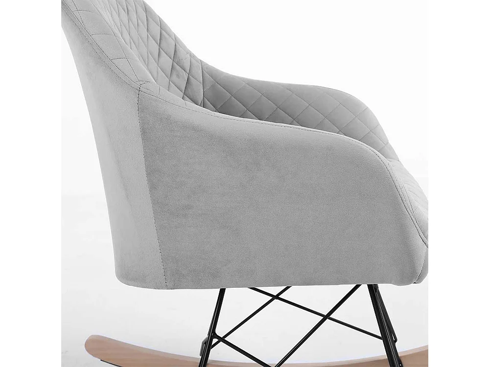 Poltrona Sedia Dondolo Relax Base Slitta Scandinavo Imbottita Design Unic Grigio