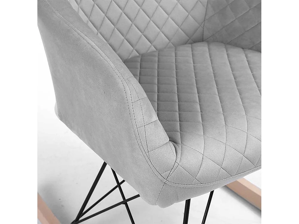 Poltrona Sedia Dondolo Relax Base Slitta Scandinavo Imbottita Design Unic Grigio
