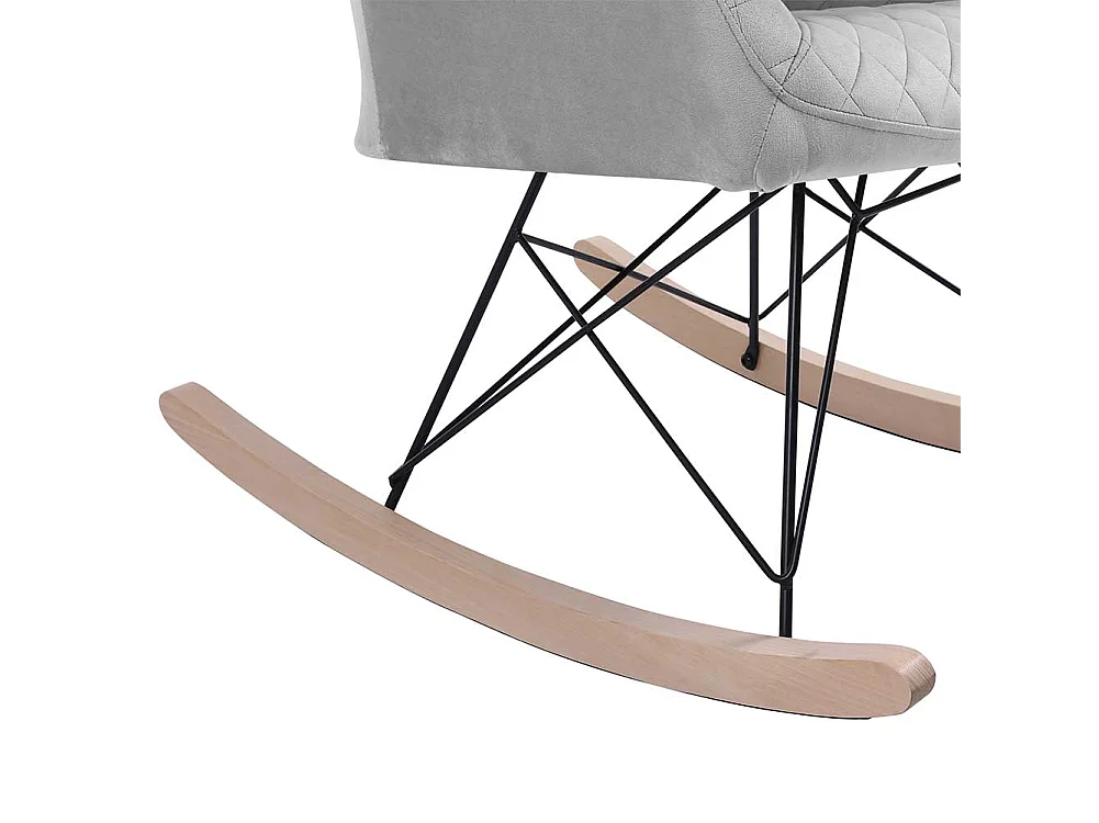Poltrona Sedia Dondolo Relax Base Slitta Scandinavo Imbottita Design Unic Grigio