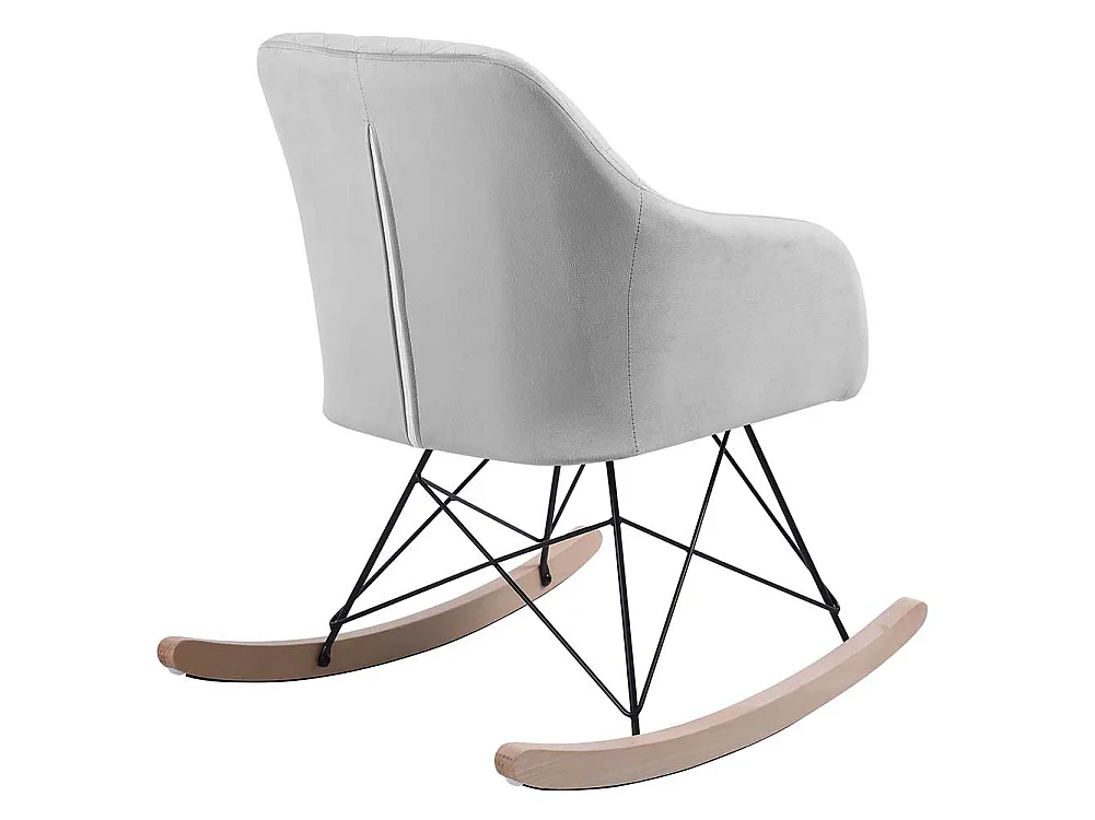 Poltrona Sedia Dondolo Relax Base Slitta Scandinavo Imbottita Design Unic Grigio