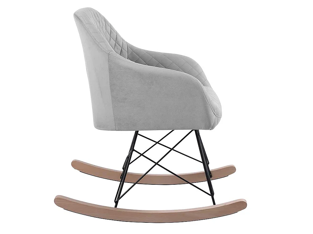 Poltrona Sedia Dondolo Relax Base Slitta Scandinavo Imbottita Design Unic Grigio