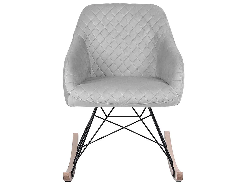 Poltrona Sedia Dondolo Relax Base Slitta Scandinavo Imbottita Design Unic Grigio