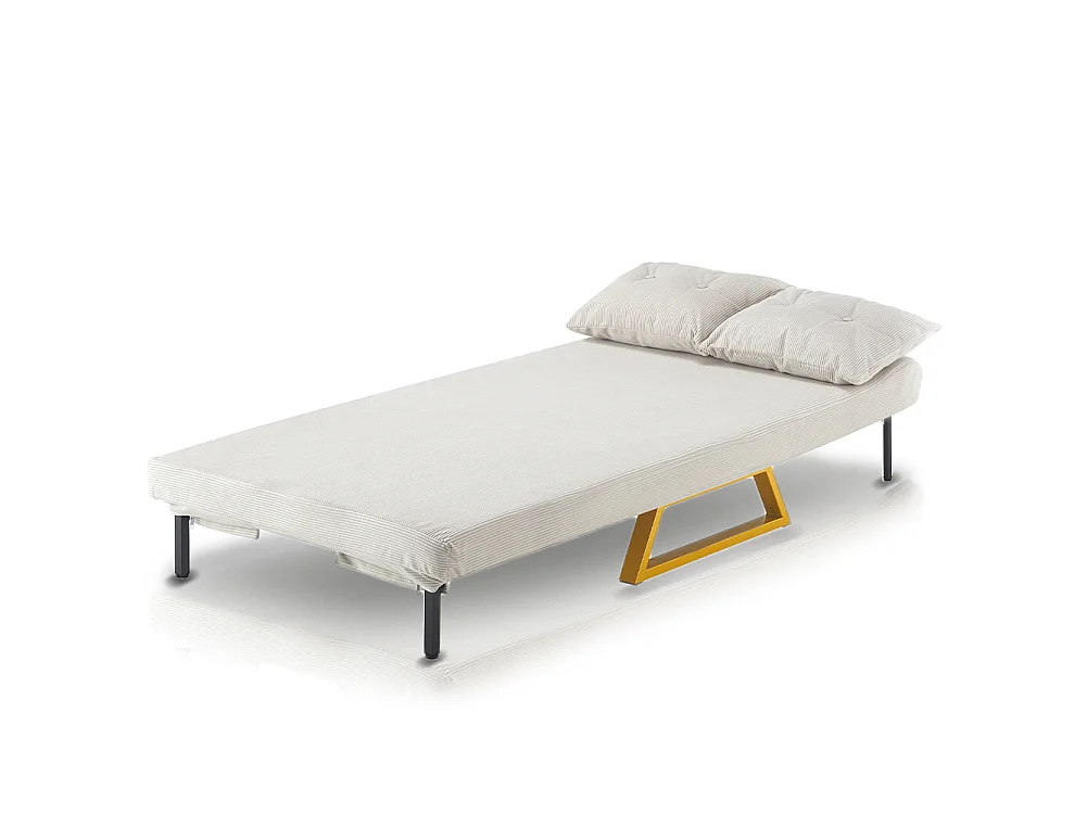 Poltrona Letto Reclinabile 2 Posti Chaise Lounge in Velluto Convertibile Crema