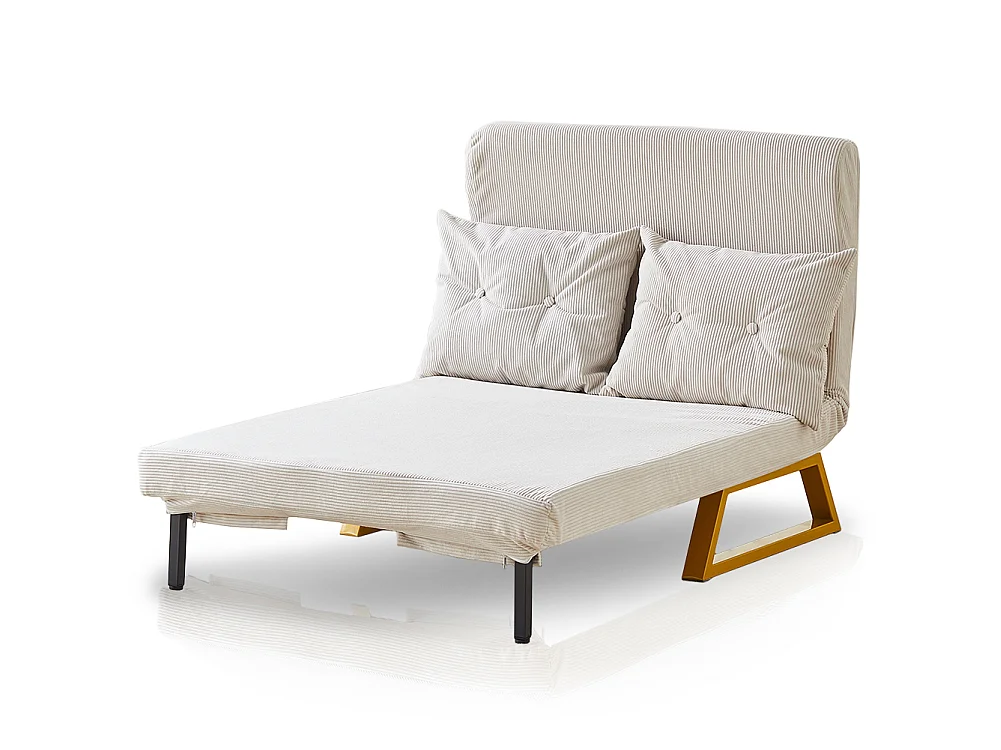 Poltrona Letto Reclinabile 2 Posti Chaise Lounge in Velluto Convertibile Crema