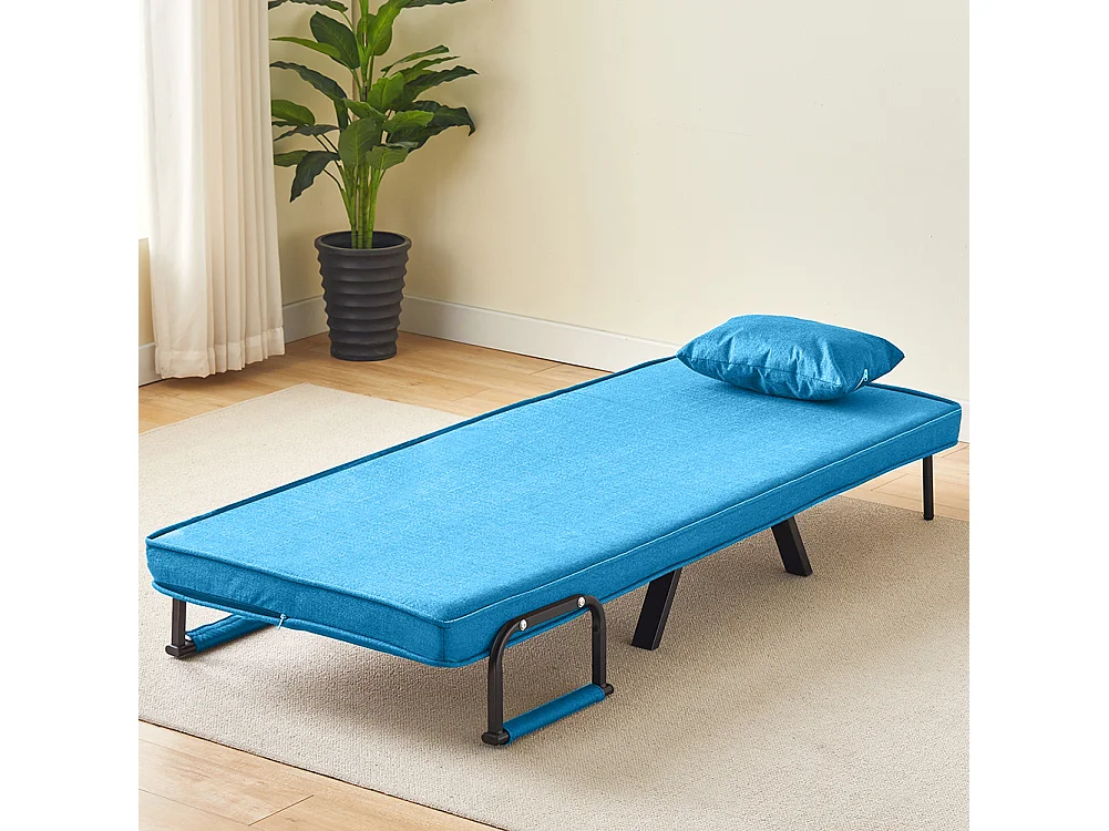 Poltrona Letto Reclinabile Chaise Lounge con Seduta Imbottita Convertibile Blu