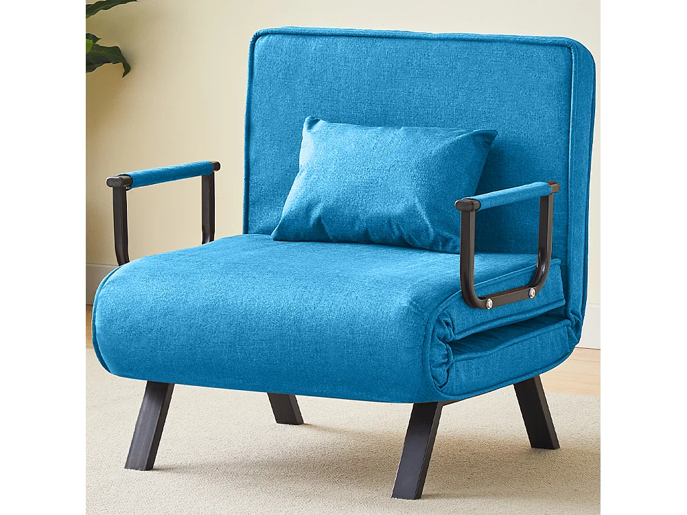 Poltrona Letto Reclinabile Chaise Lounge con Seduta Imbottita Convertibile Blu