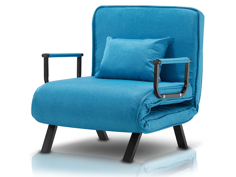 Poltrona Letto Reclinabile Chaise Lounge con Seduta Imbottita Convertibile Blu