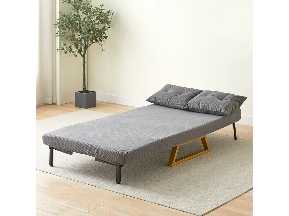 Poltrona Letto Reclinabile 2 Posti Chaise Lounge in Velluto Convertibile Grigio