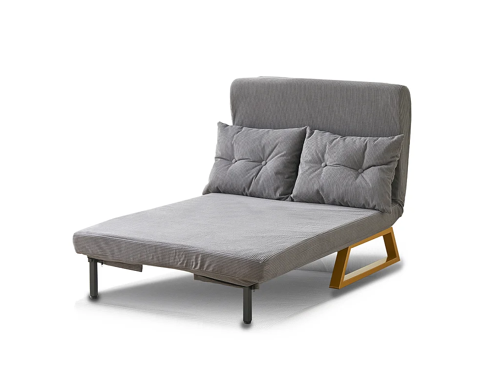 Poltrona Letto Reclinabile 2 Posti Chaise Lounge in Velluto Convertibile Grigio