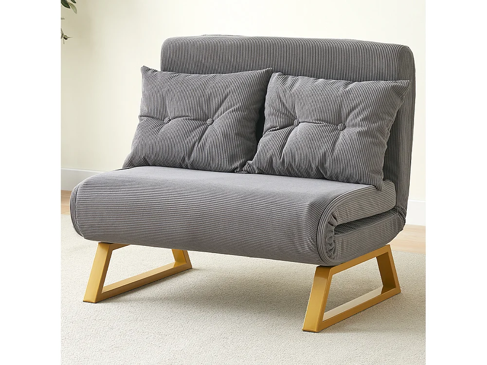 Poltrona Letto Reclinabile 2 Posti Chaise Lounge in Velluto Convertibile Grigio