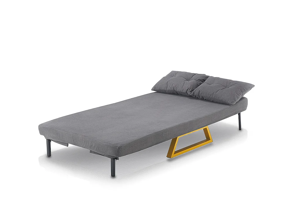 Poltrona Letto Reclinabile 2 Posti Chaise Lounge in Velluto Convertibile Grigio