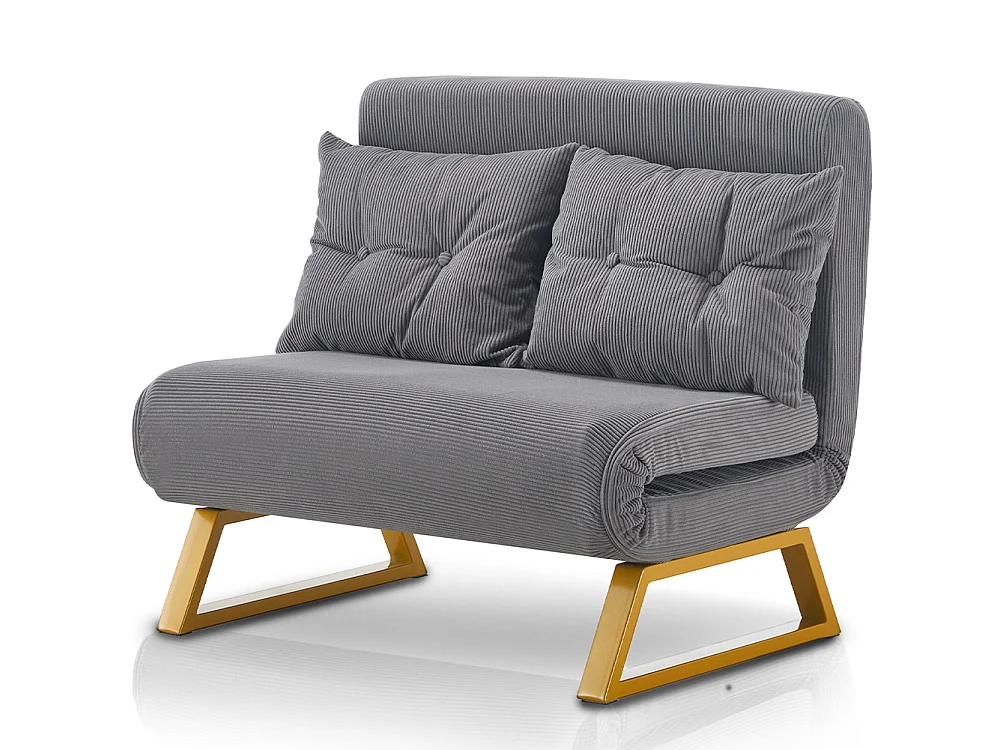 Poltrona Letto Reclinabile 2 Posti Chaise Lounge in Velluto Convertibile Grigio