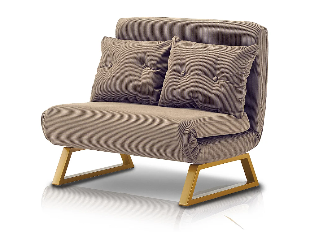 Poltrona Letto Reclinabile 2 Posti Chaise Lounge in Velluto Convertibile Marrone