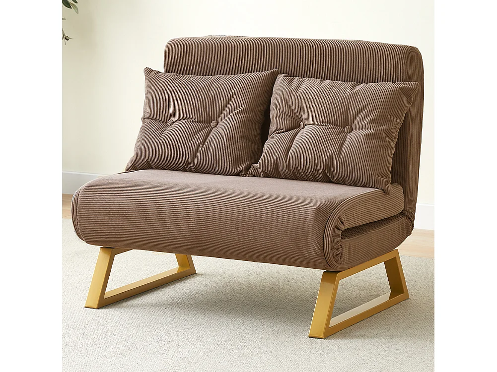 Poltrona Letto Reclinabile 2 Posti Chaise Lounge in Velluto Convertibile Marrone