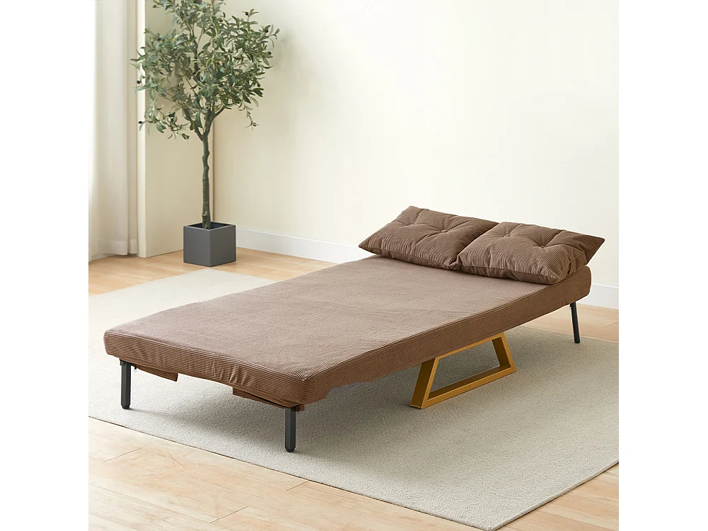 Poltrona Letto Reclinabile 2 Posti Chaise Lounge in Velluto Convertibile Marrone