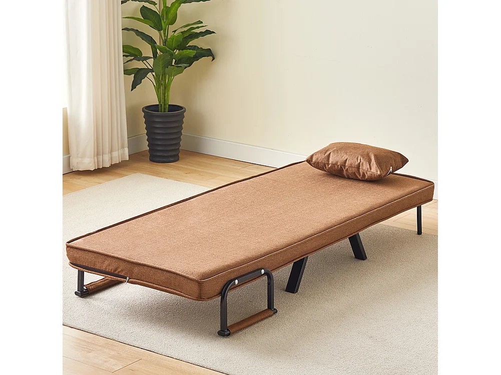 Poltrona Letto Reclinabile Chaise Lounge e Seduta Imbottita Convertibile Marrone