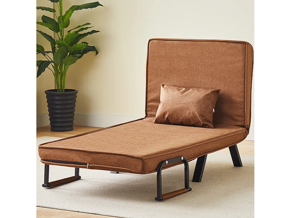 Poltrona Letto Reclinabile Chaise Lounge e Seduta Imbottita Convertibile Marrone