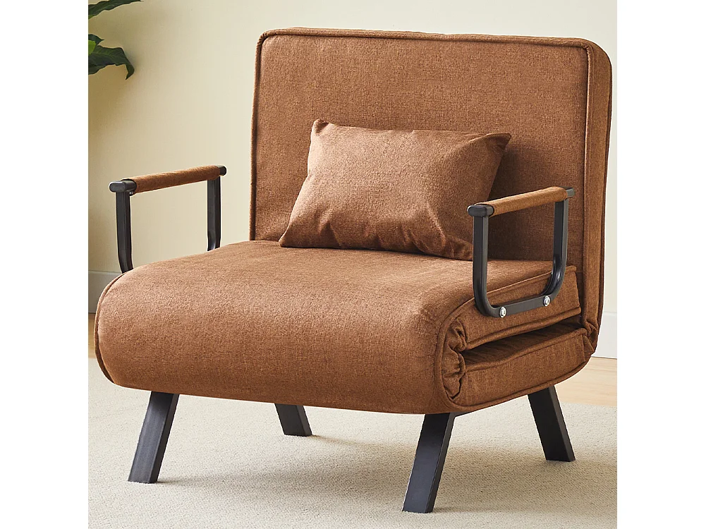 Poltrona Letto Reclinabile Chaise Lounge e Seduta Imbottita Convertibile Marrone