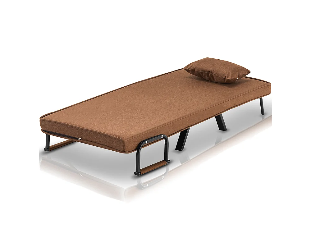 Poltrona Letto Reclinabile Chaise Lounge e Seduta Imbottita Convertibile Marrone