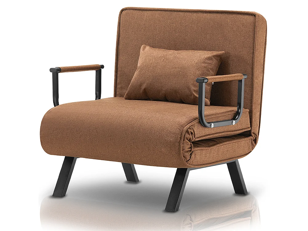 Poltrona Letto Reclinabile Chaise Lounge e Seduta Imbottita Convertibile Marrone