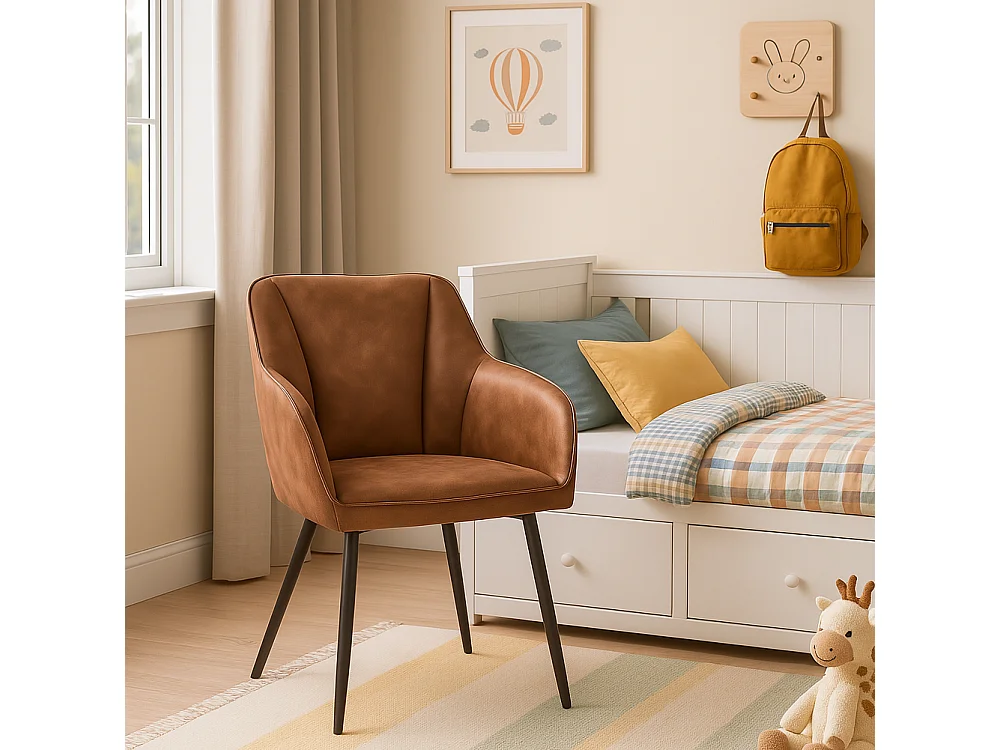 Poltrona Sedia Ergonomica Microfibra Effetto Scamosciato Piedi Metallo 55x50x84cm