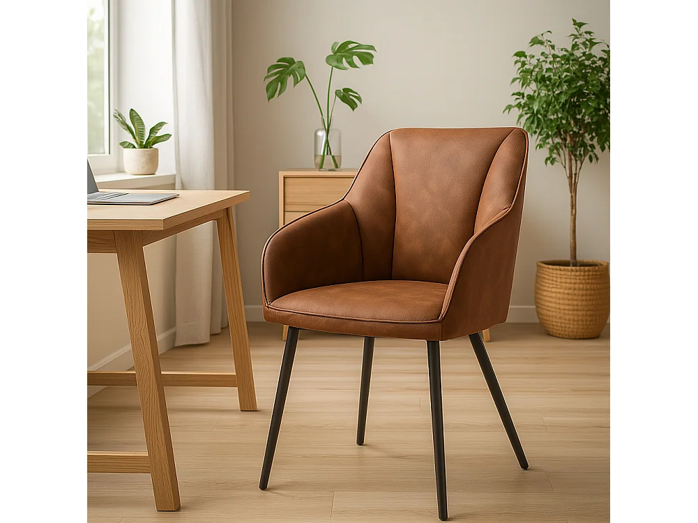 Poltrona Sedia Ergonomica Microfibra Effetto Scamosciato Piedi Metallo 55x50x84cm