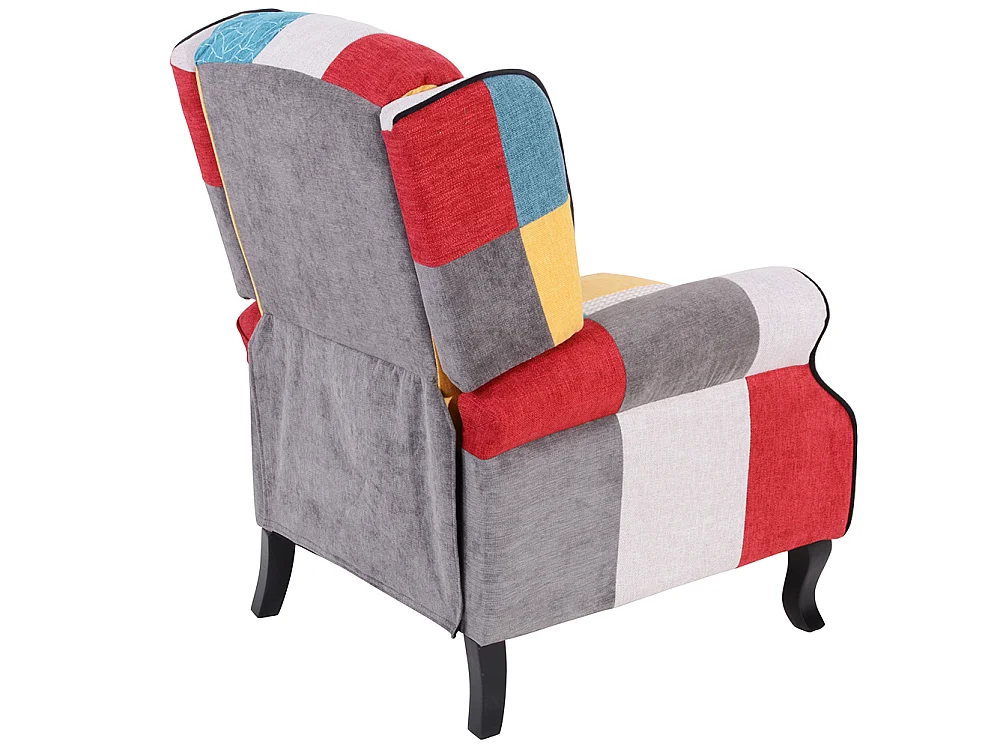 Sedia Poltrona Reclinabile Patchwork Toppe Design Seduta Comoda Struttura Legno