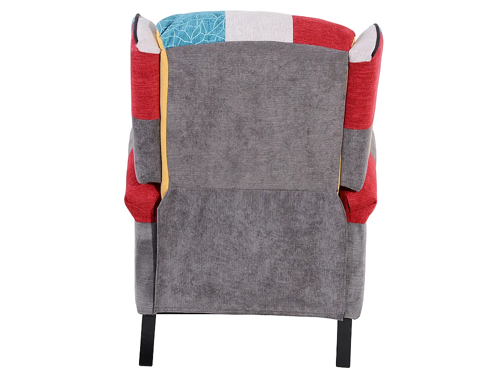 Sedia Poltrona Reclinabile Patchwork Toppe Design Seduta Comoda Struttura Legno