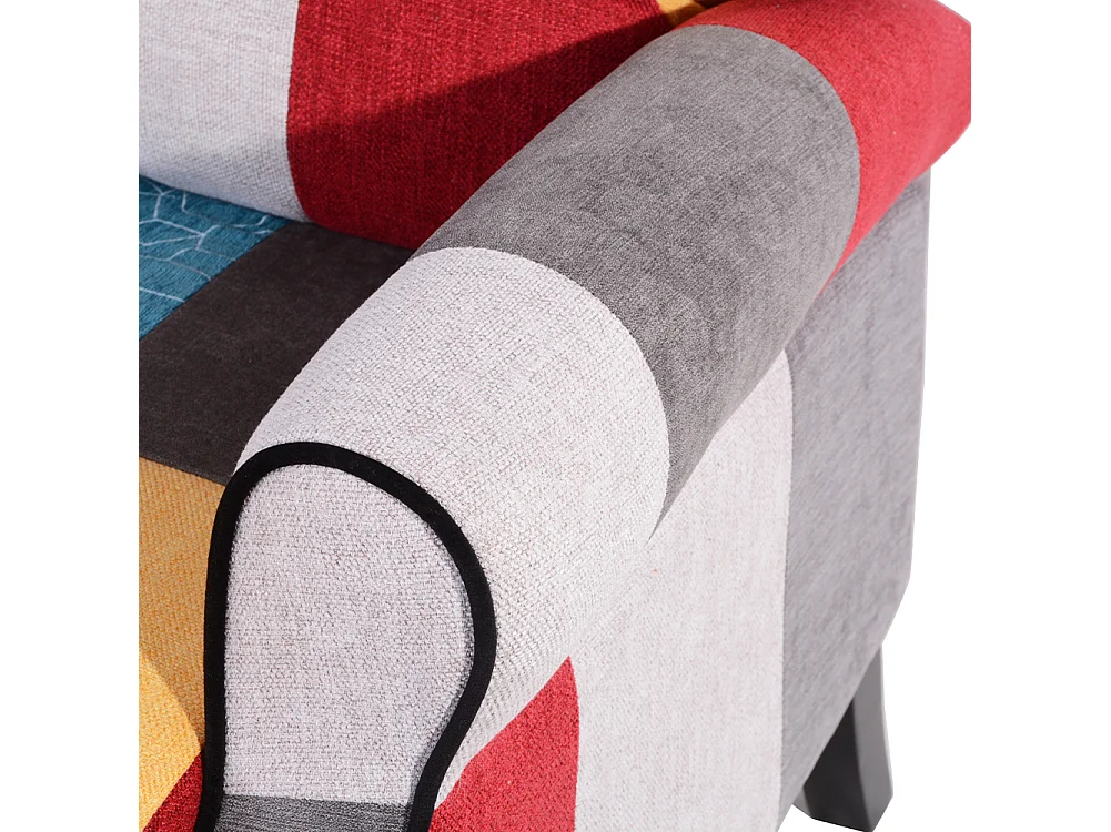 Sedia Poltrona Reclinabile Patchwork Toppe Design Seduta Comoda Struttura Legno