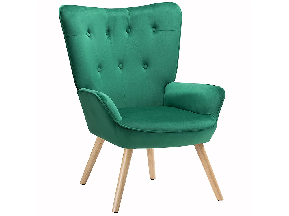Poltrona con Sgabello da Salotto in Velluto Verde Sedia con Poggiapiedi Moderno