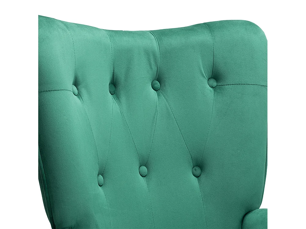 Poltrona con Sgabello da Salotto in Velluto Verde Sedia con Poggiapiedi Moderno
