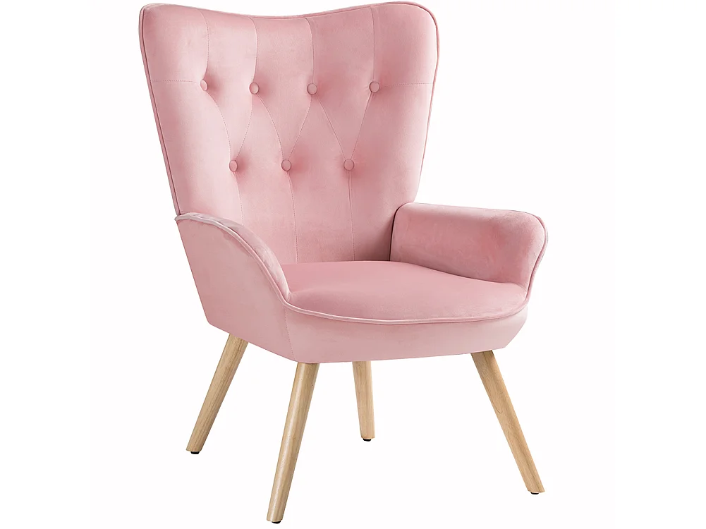 Poltrona con Sgabello da Salotto in Velluto Rosa Sedia con Poggiapiedi Moderno