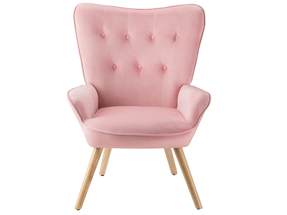 Poltrona con Sgabello da Salotto in Velluto Rosa Sedia con Poggiapiedi Moderno