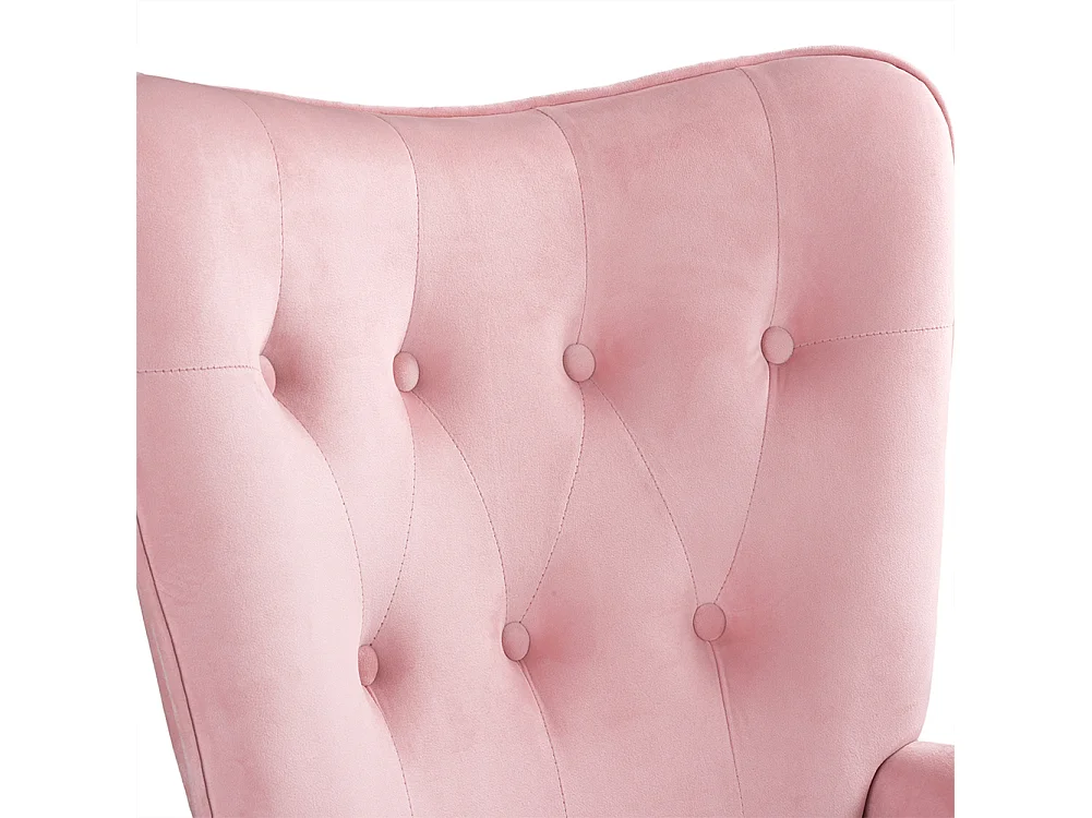 Poltrona con Sgabello da Salotto in Velluto Rosa Sedia con Poggiapiedi Moderno