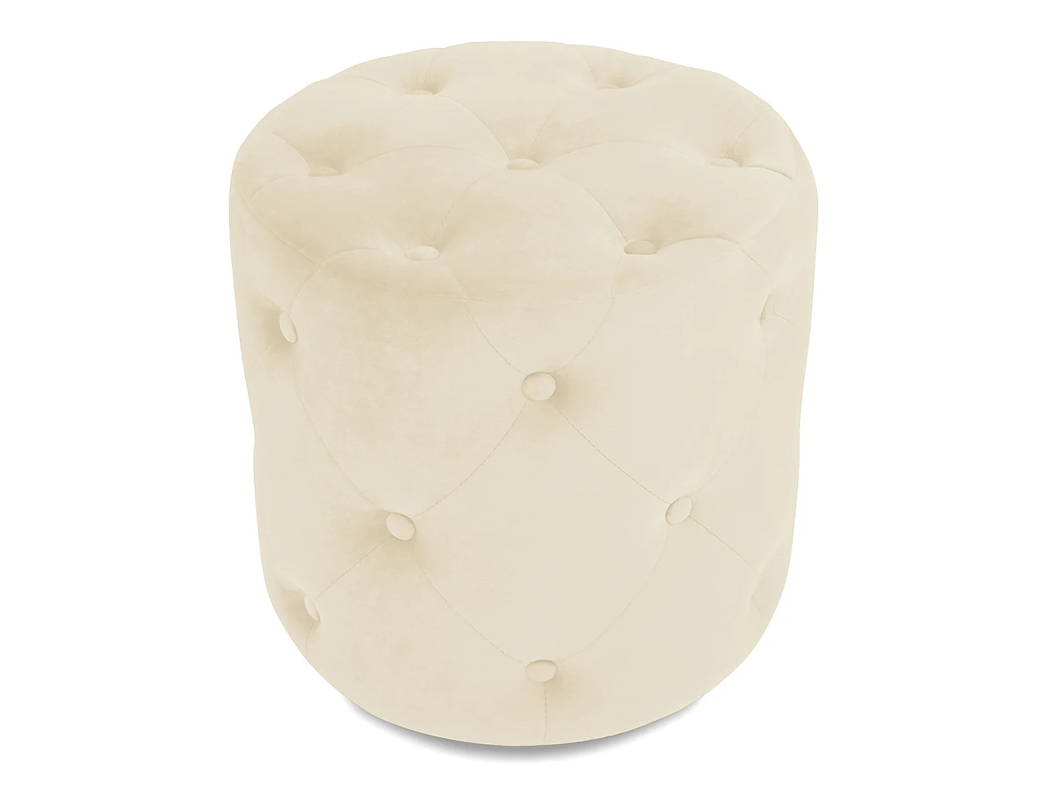 Pouf in velluto capitonné beige, poggiapiedi – Honey