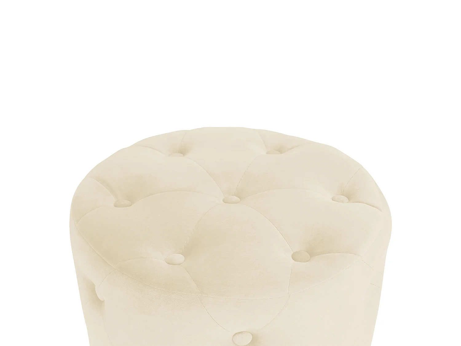 Pouf in velluto capitonné beige, poggiapiedi – Honey
