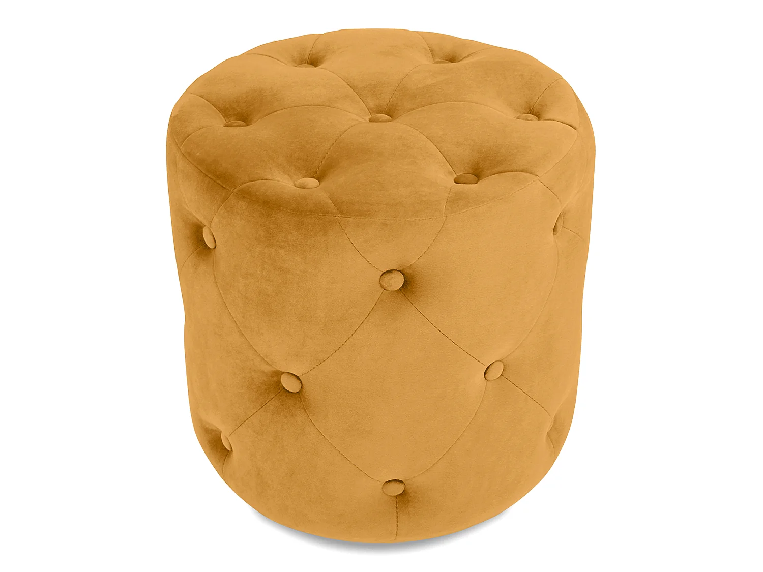 Pouf in velluto capitonné giallo senape, poggiapiedi – Honey