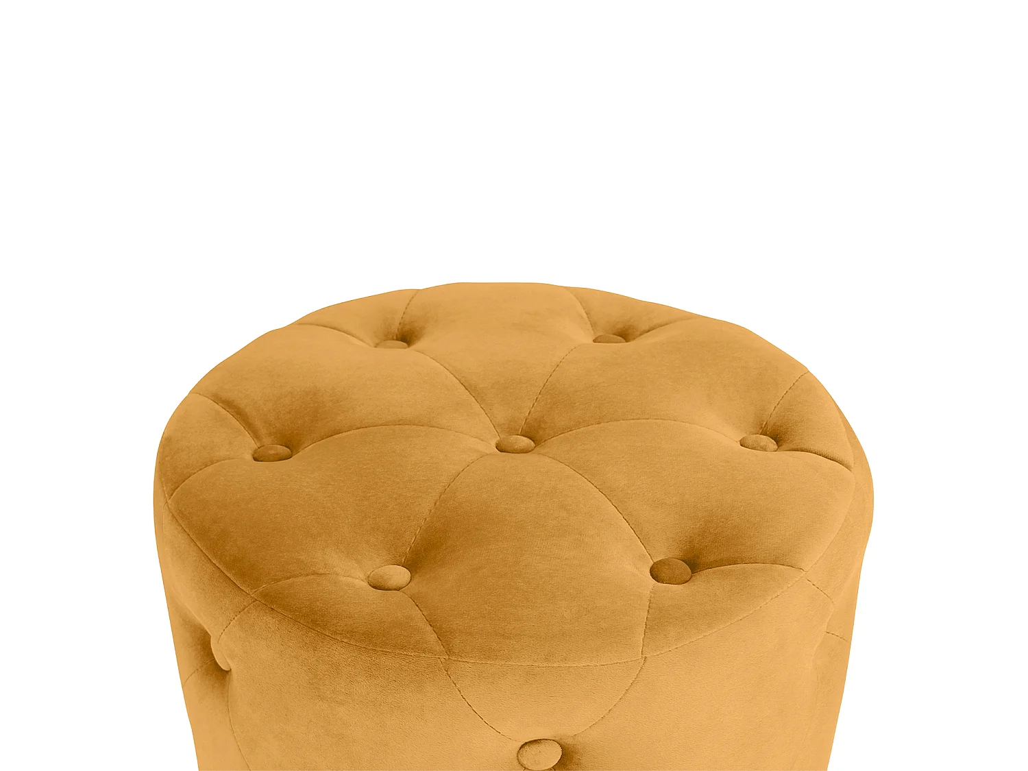 Pouf in velluto capitonné giallo senape, poggiapiedi – Honey
