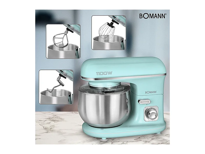 Robot pétrin multifonction 5L 1100W Bomann KM 6030 CB Menthe/Vert