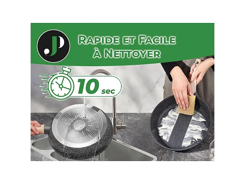 Batterie de cuisine 14 pièces Antiadhésif en Granit noir - Tous feux dont induction Just perfecto JL-889