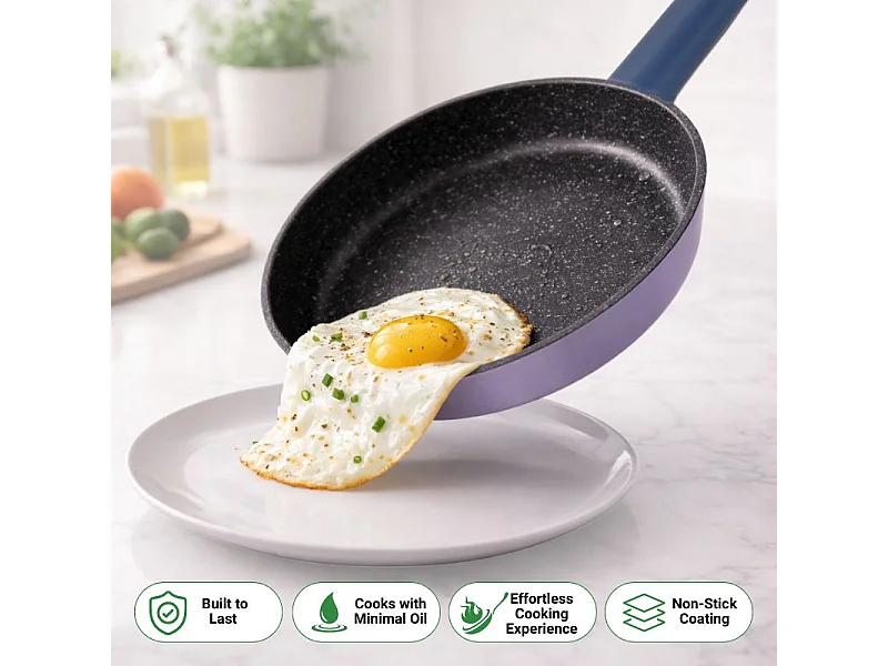 Batterie de cuisine 6 pièces à revêtement marbré avec couvercles tous feux dont induction Violet Just perfecto JL-330