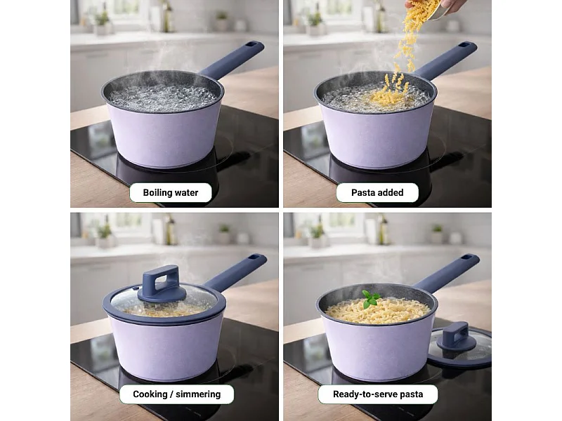 Batterie de cuisine 6 pièces à revêtement marbré avec couvercles tous feux dont induction Violet Just perfecto JL-330