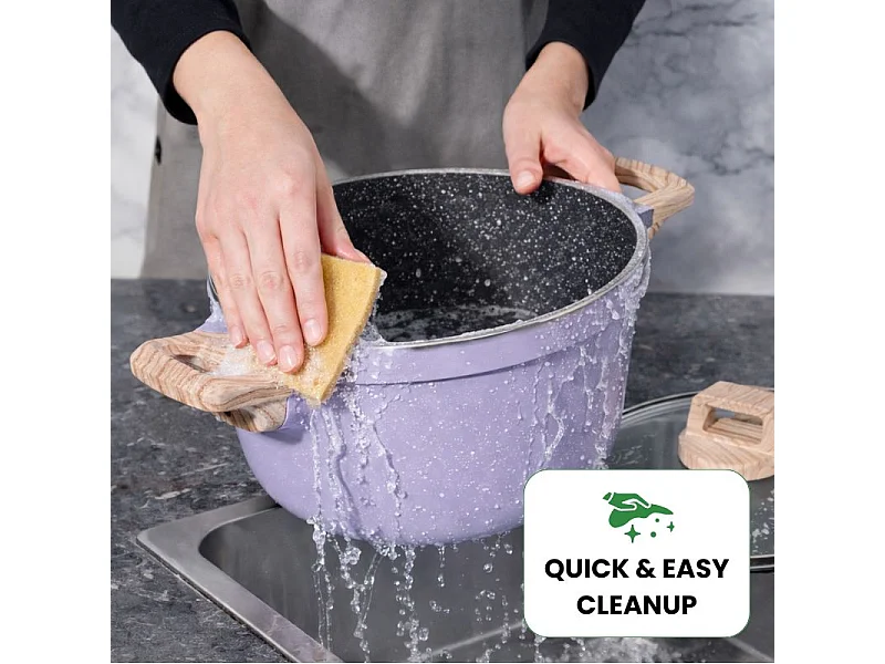 Batterie de cuisine 13 pièces Antiadhésives en Granit Violet Tous feux dont induction Just perfecto JL-34-PUR