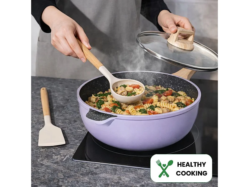 Batterie de cuisine 13 pièces Antiadhésives en Granit Violet Tous feux dont induction Just perfecto JL-34-PUR