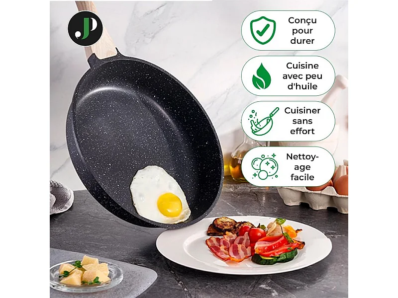 Batterie de cuisine 21 pièces Antiadhésif en Granit noir - Tous feux dont induction Just perfecto JL-722