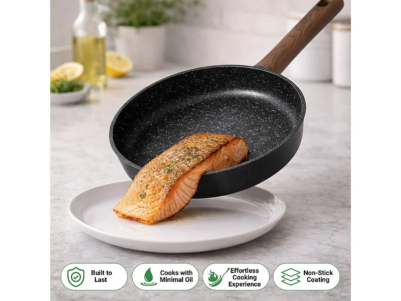 Batterie de cuisine 6 pièces à revêtement marbré avec couvercles tous feux dont induction Noir Just perfecto JL-332