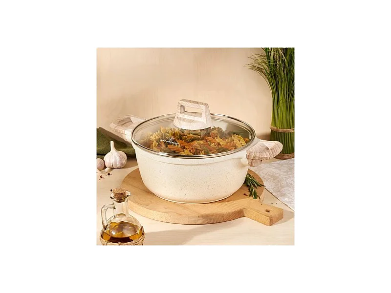Cocotte et couvercle 24 cm beige - Tous feux dont induction Just perfecto JL-36