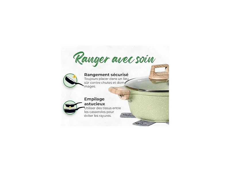 Batterie de cuisine 21 pièces Antiadhésif en Granit vert - Tous feux dont induction Just perfecto JL-723