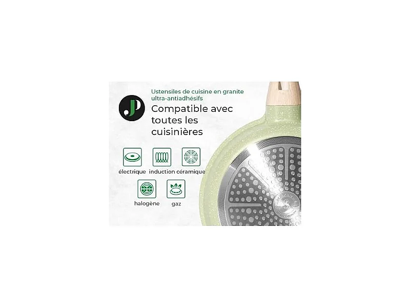 Batterie de cuisine 21 pièces Antiadhésif en Granit vert - Tous feux dont induction Just perfecto JL-723